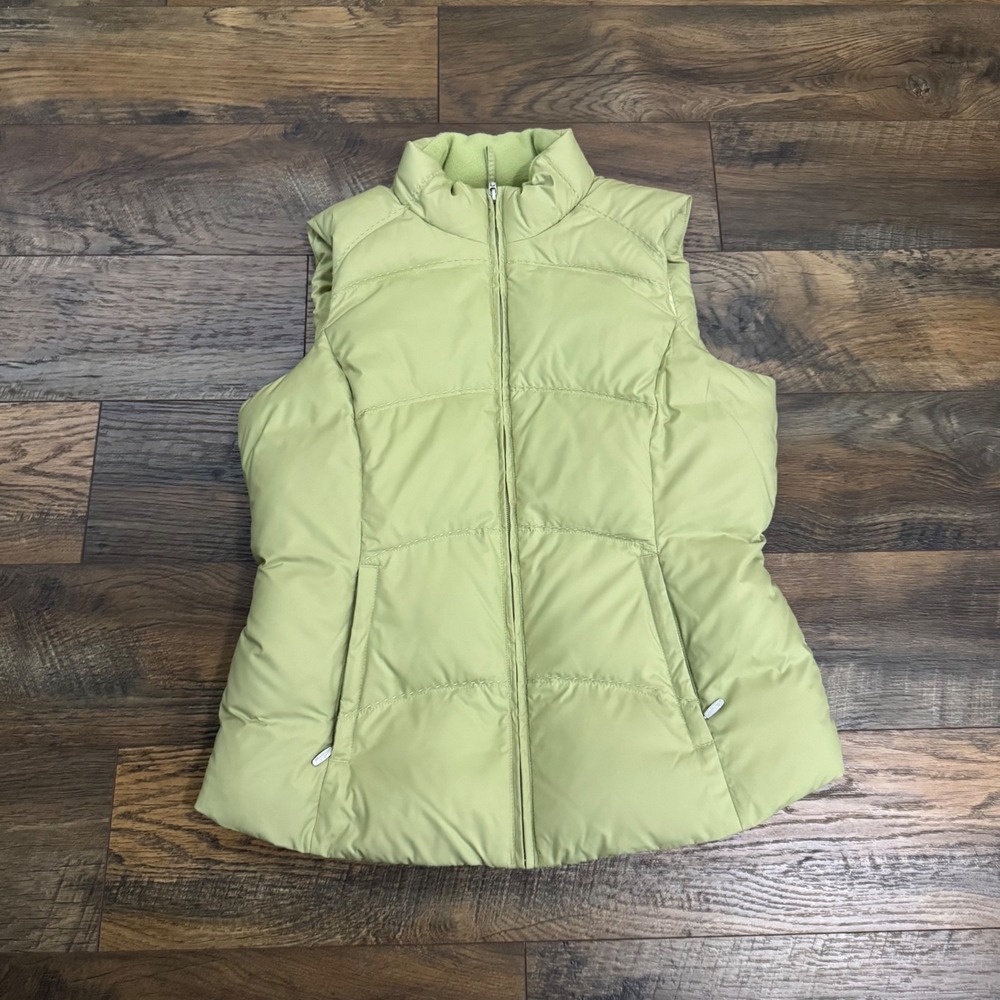 Eddie Bauer Goose Down Puffer Vest Women's Small Green Full Zip Lightweight